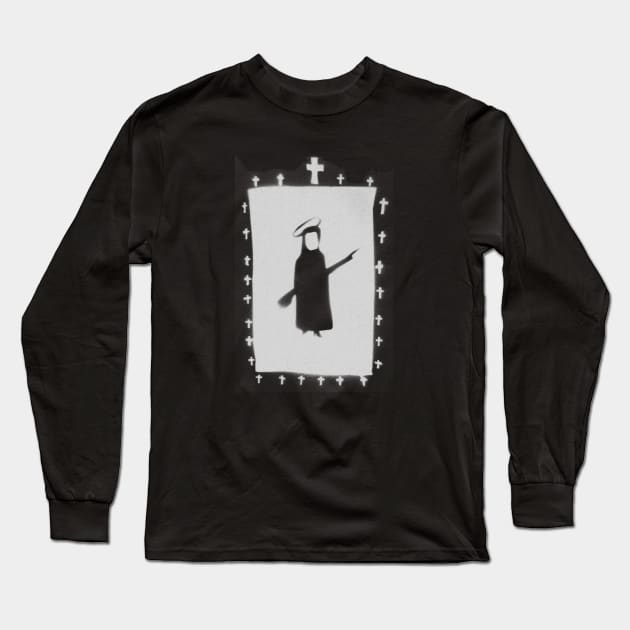 Gothic Nun Crucifix Long Sleeve T-Shirt by Evan Derian